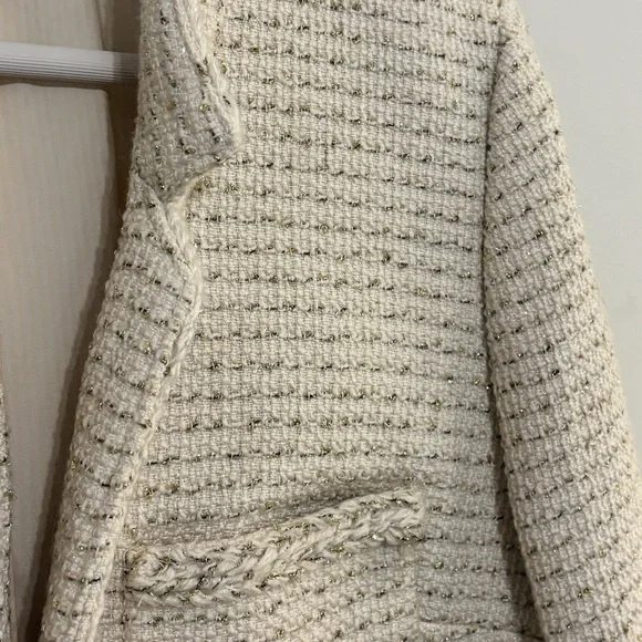 J. CREW Metallic Tweed Lady Jacket Blazer Cream Size 12 Tall - Picture 6 of 14